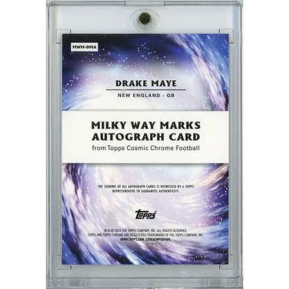 Clear plastic Topps Chrome Drake Maye Milky Way autograph holder