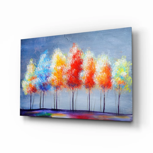 Fiery Forest Abstract Canvas Wall Art With Bold Color Bursts | Insigneart USA | vintageantiquesgifts.com