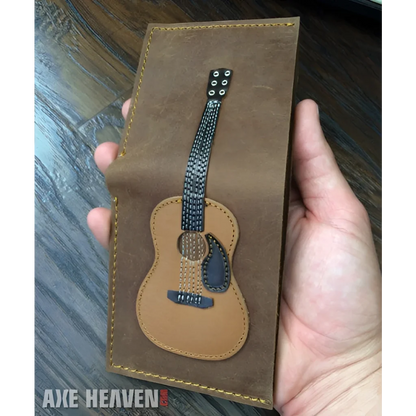 Mini dreadnought acoustic guitar wallet keychain in genuine leather by Axe Heaven
