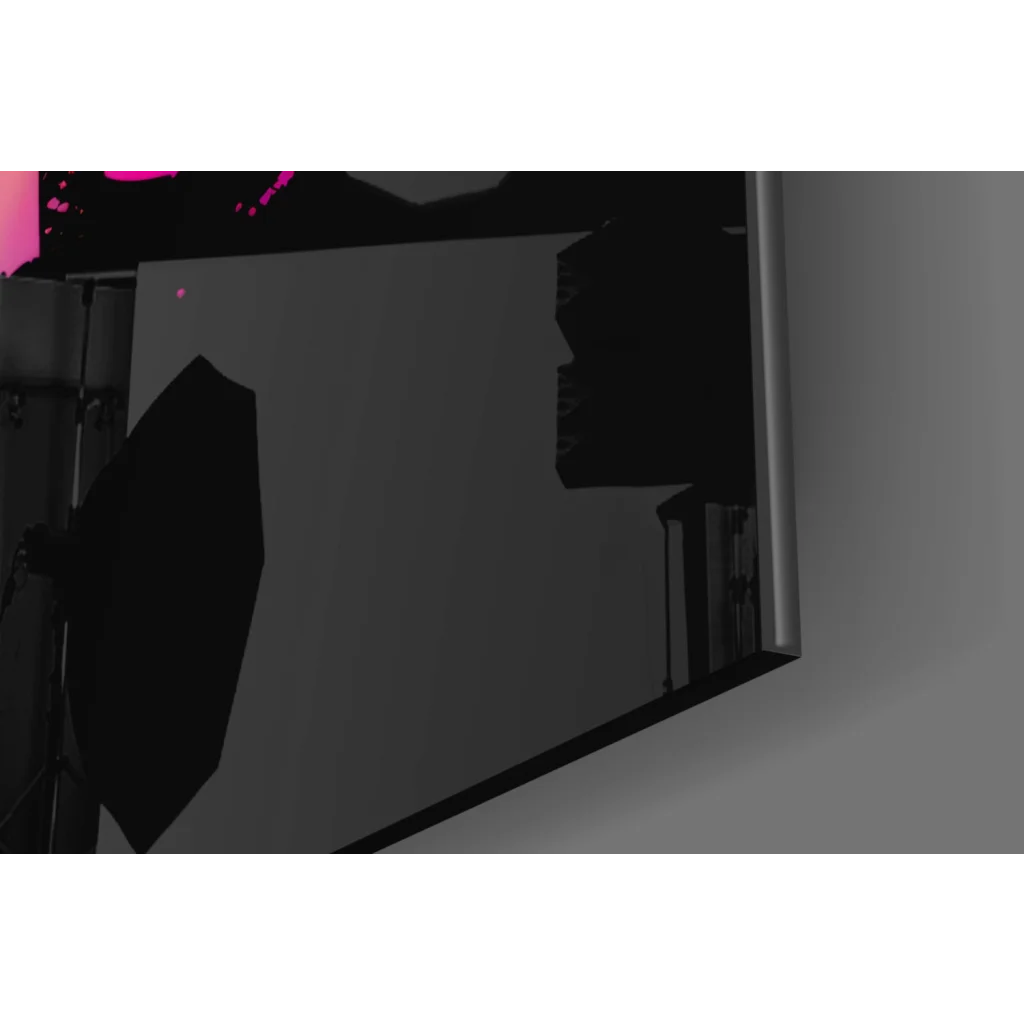 Multicolor dream big glass wall art with graffiti text and black octagonal softbox