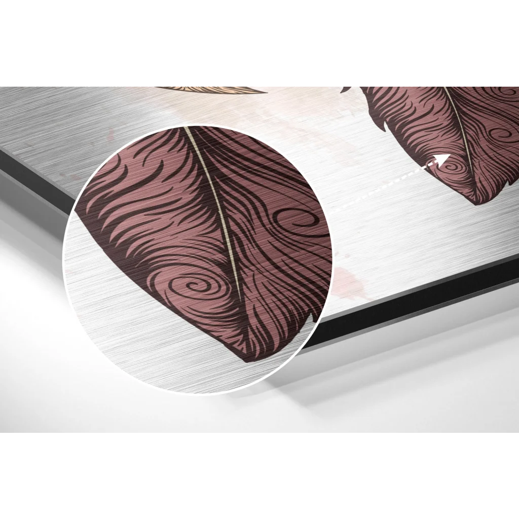 Stunning Feather Art on Brushed Aluminium Dibond | Modern Wall Art Decor | vintageantiquesgifts.com