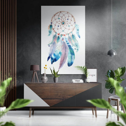 Vibrant Feather Dreamcatcher Art on Brushed Aluminium Dibond | Insigneart USA | vintageantiquesgifts.com