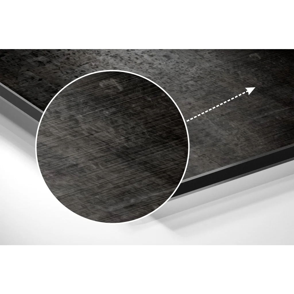 Dark gray textured brushed aluminium dibond wall art