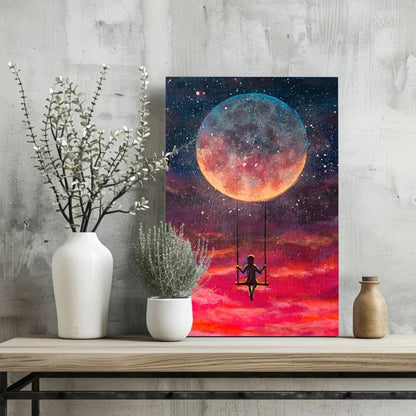 Cosmic Moon Swing Insigne Aluminum Prints | Glass Wall Art Print | vintageantiquesgifts.com