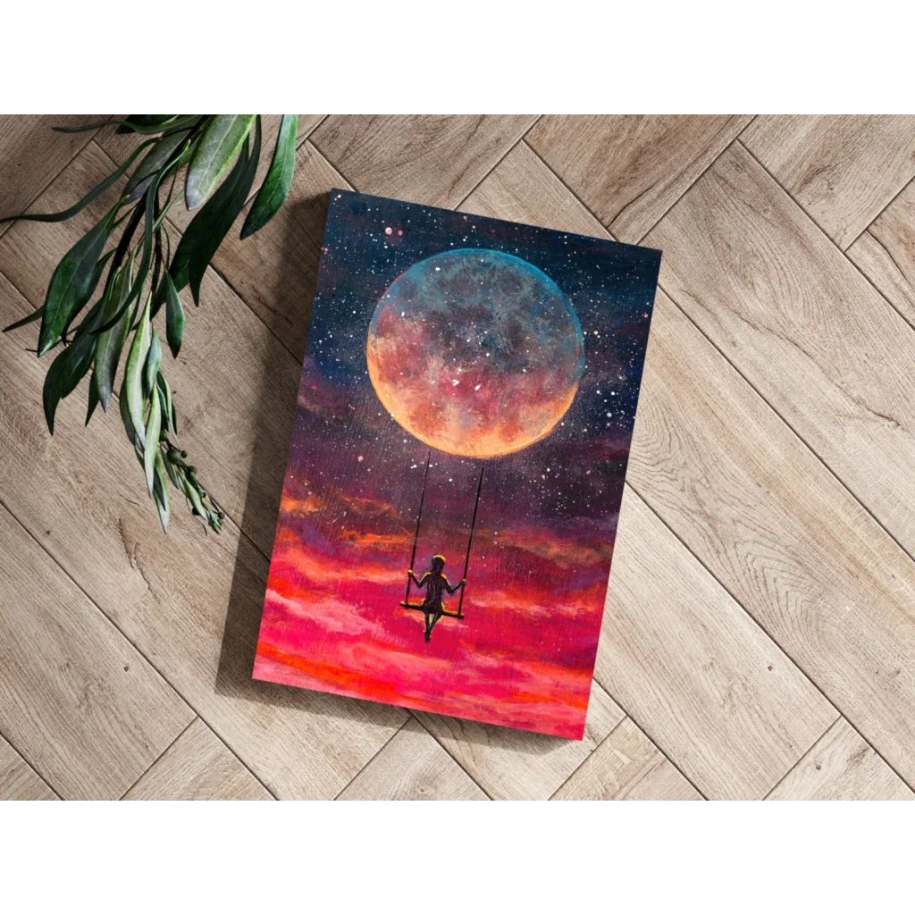 Cosmic Moon Swing Insigne Aluminum Prints | Modern Wall Art Decor | vintageantiquesgifts.com