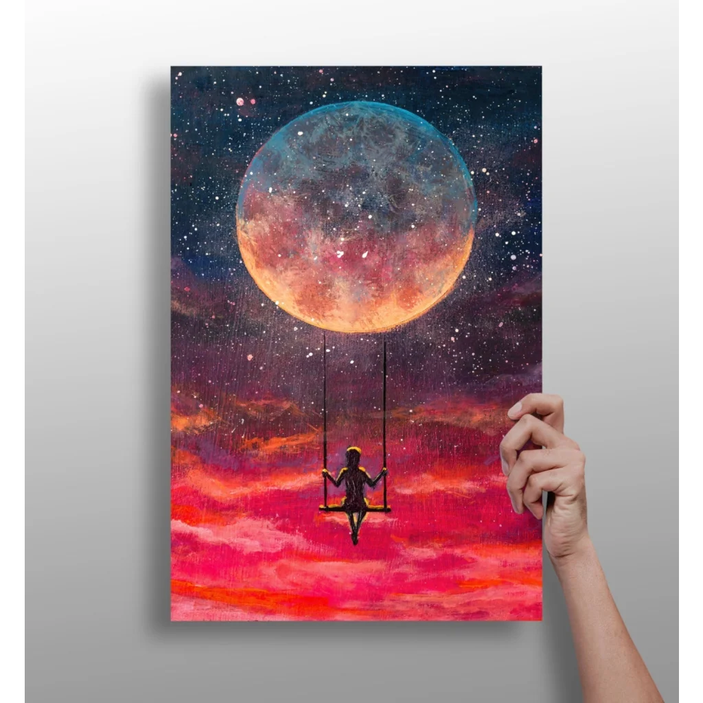 Cosmic Moon Swing Insigne Aluminum Prints | Insigneart USA | vintageantiquesgifts.com