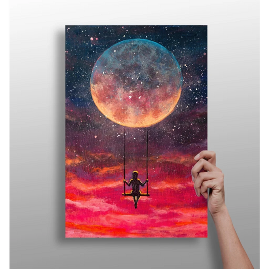Cosmic Moon Swing Insigne Aluminum Prints | Insigneart USA | vintageantiquesgifts.com