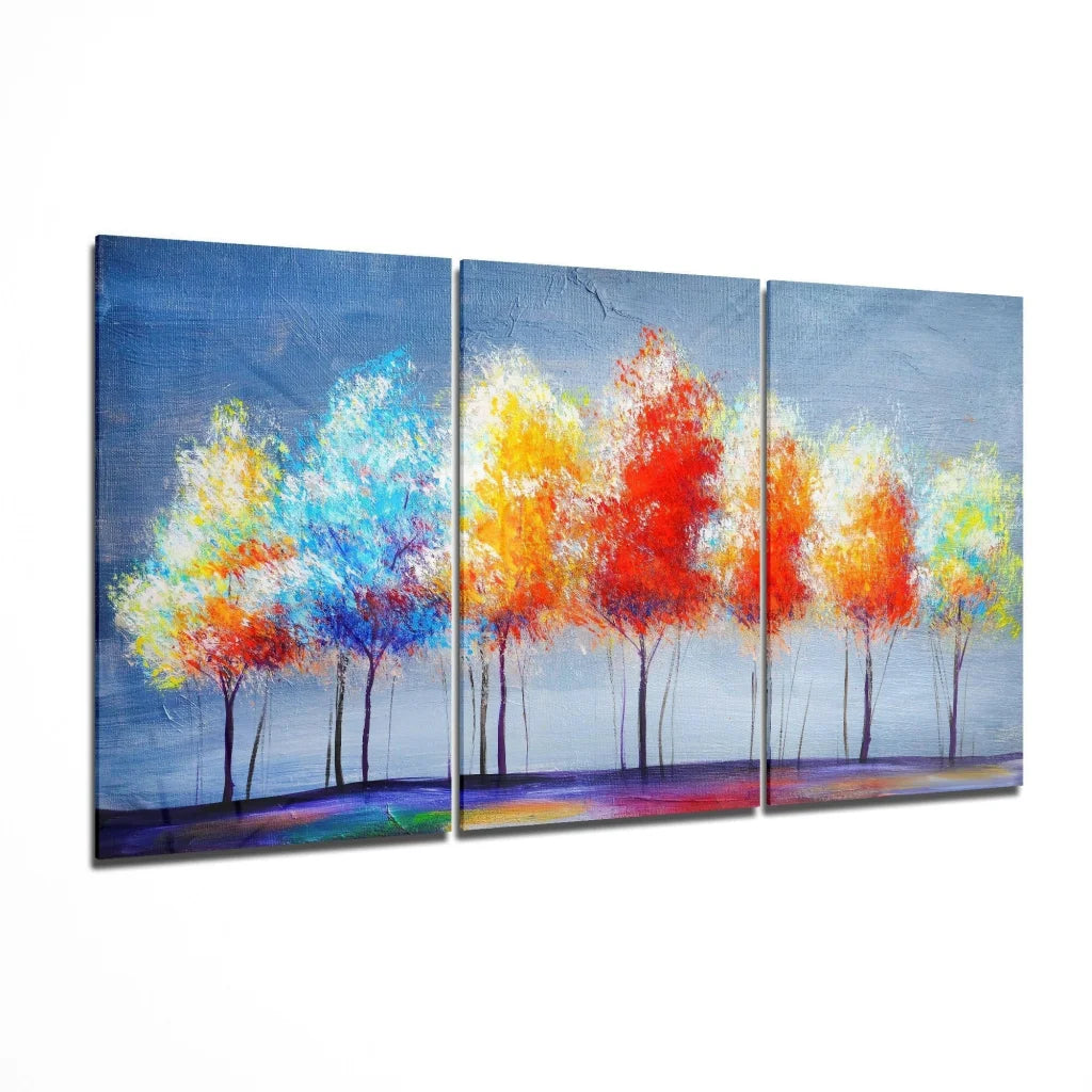 Fiery Forest Triptych Glass Wall Art in Bold Colors | Insigneart USA | vintageantiquesgifts.com