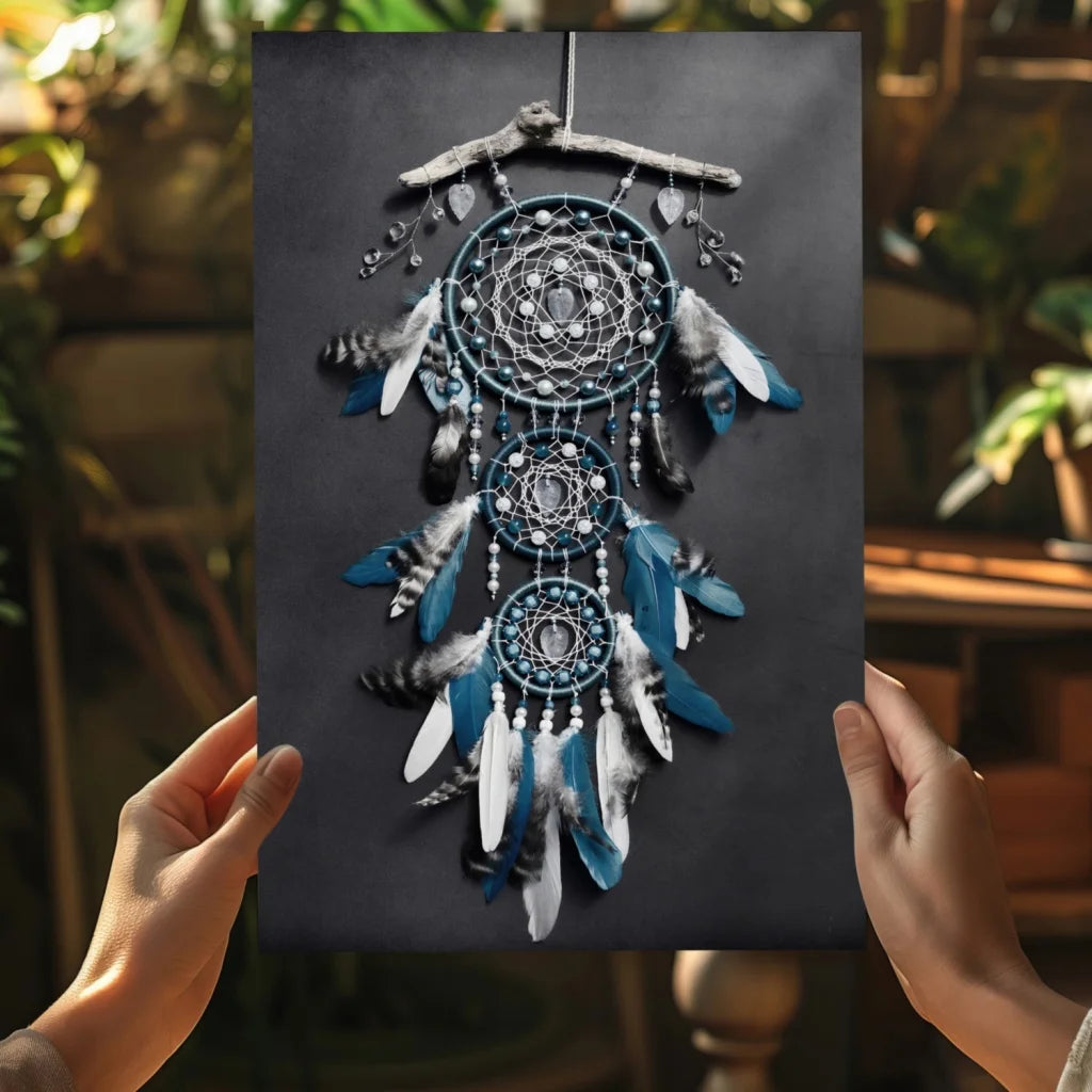 Teal dreamcatcher on insigne aluminum prints wall art