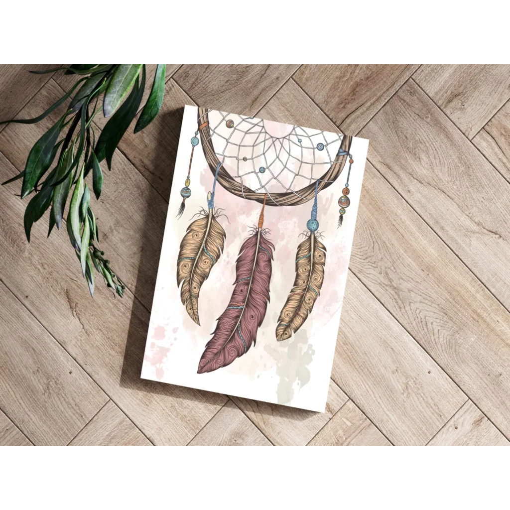 Stunning dreamcatcher insigne aluminum print with feathers and beads
