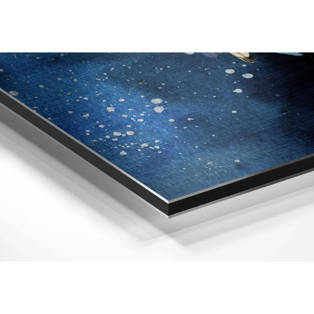 Framed cosmic dreamcatcher on brushed aluminium dibond wall art