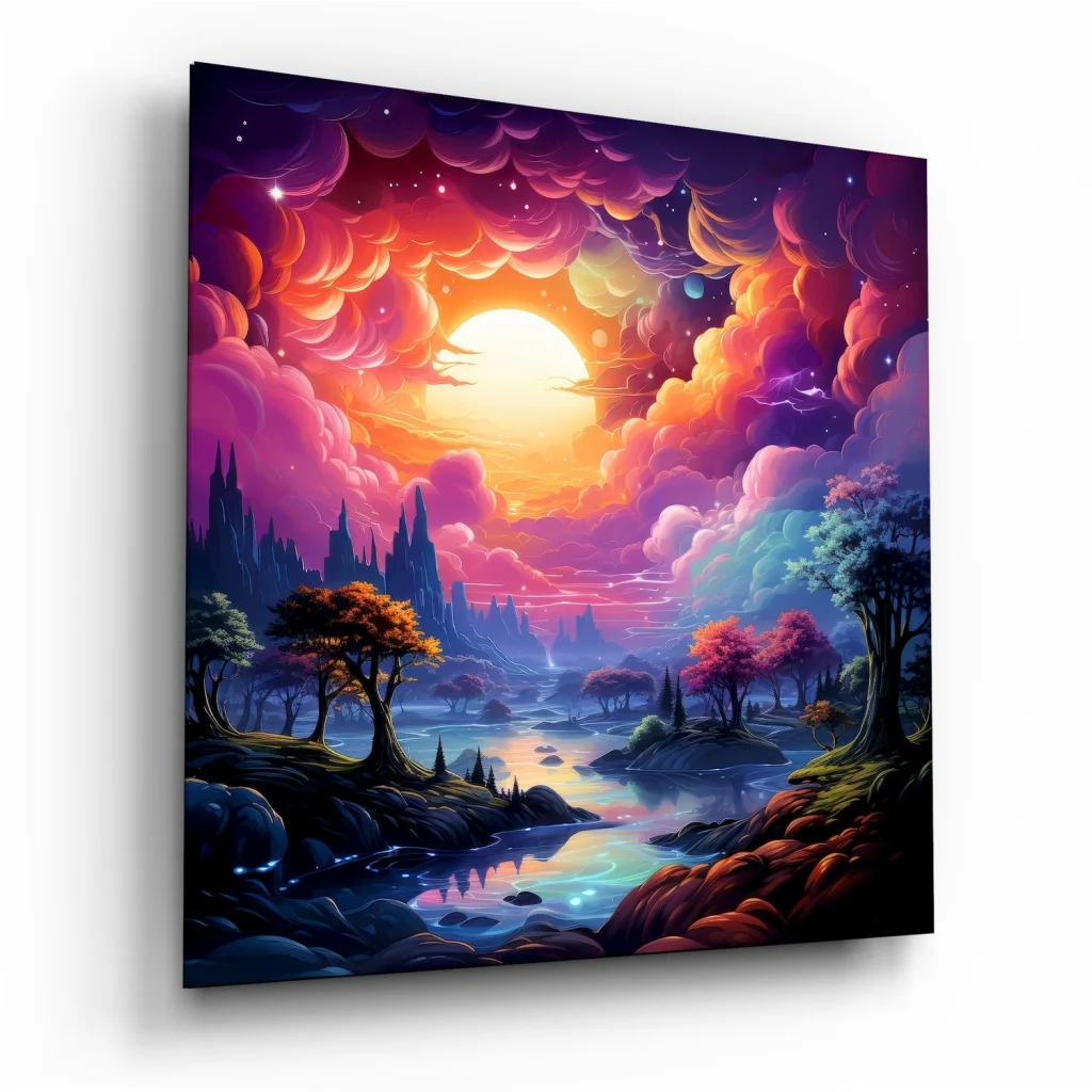 Stunning Tempered Glass Art with Glowing Fantasy Landscape | Insigneart USA | vintageantiquesgifts.com