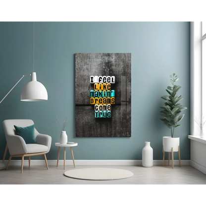 Dream Maker Glass Wall Art Canvas in Bold 3D Letters | Contemporary Home Wall Art | vintageantiquesgifts.com
