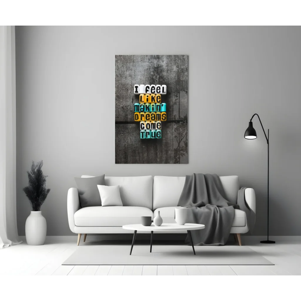 Dream Maker Glass Wall Art Canvas in Bold 3D Letters | Modern Wall Art Decor | vintageantiquesgifts.com