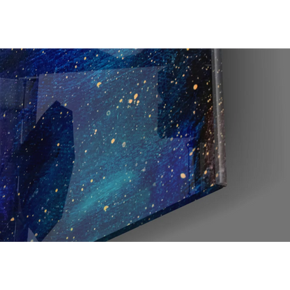 Samsung QLED TV showing dreamy crescent moon starry night wall art