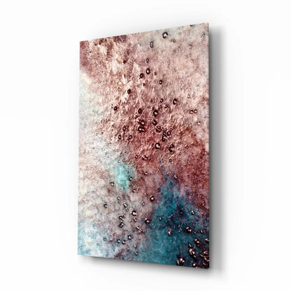 Dreamy rose gold teal abstract canvas wall art with metallic swirls