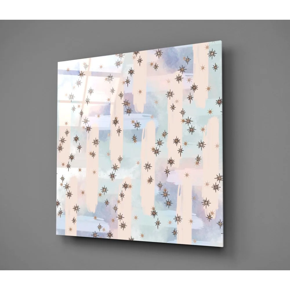 Dreamy stars pastel tempered glass art with soft starburst patterns