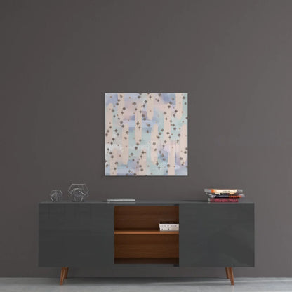 Dreamy stars pastel tempered glass art with blue cream hues and star motifs