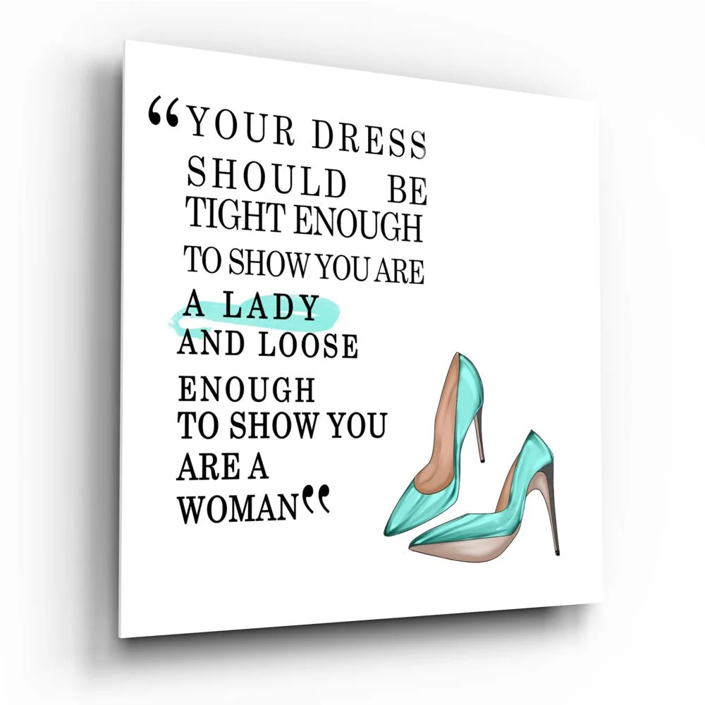 Turquoise Heels Tempered Glass Art with Inspirational Quote | Insigneart USA | vintageantiquesgifts.com