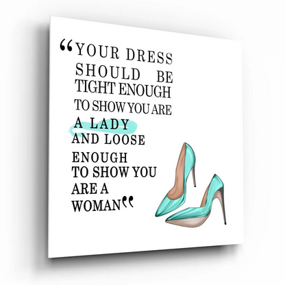 Turquoise Heels Tempered Glass Art with Inspirational Quote | Insigneart USA | vintageantiquesgifts.com