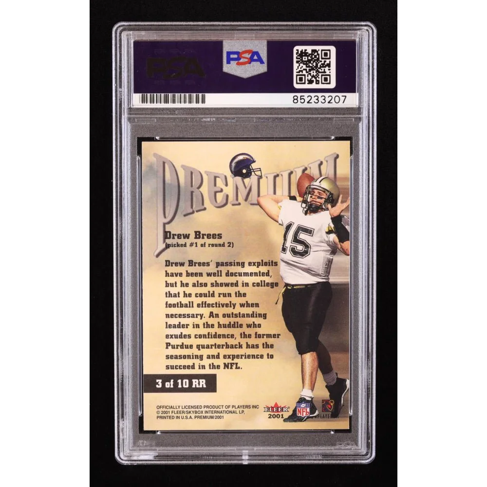 Drew Brees graded rookie card with PSA DNA autograph in the product Drew Brees Graded Rookie Card with Authentic PSA DNA Autograph
