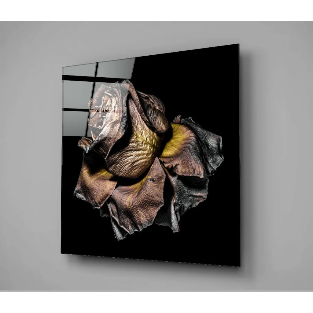 Stunning Wilted Rose Glass Wall Art in Black Frame | Modern Wall Art Decor | vintageantiquesgifts.com