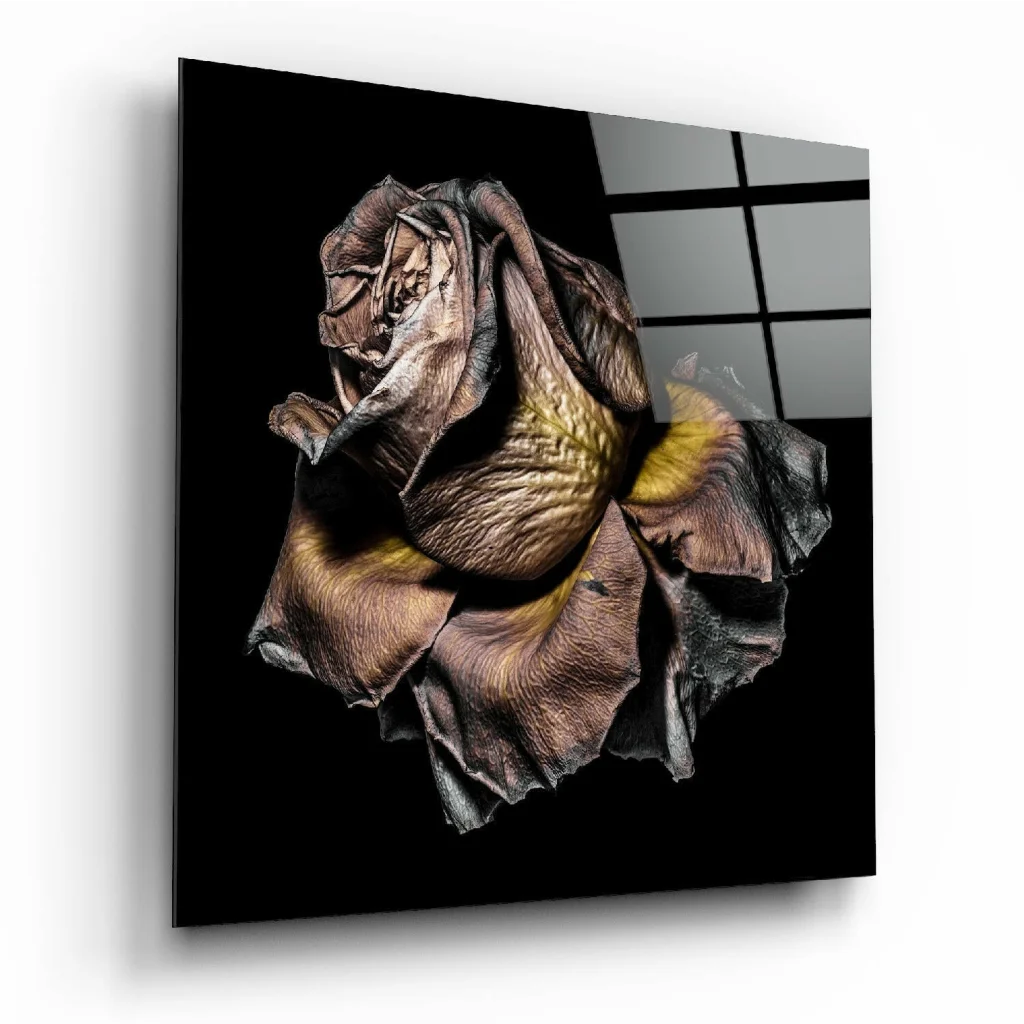 Stunning Wilted Rose Glass Wall Art in Black Frame | Insigneart USA | vintageantiquesgifts.com