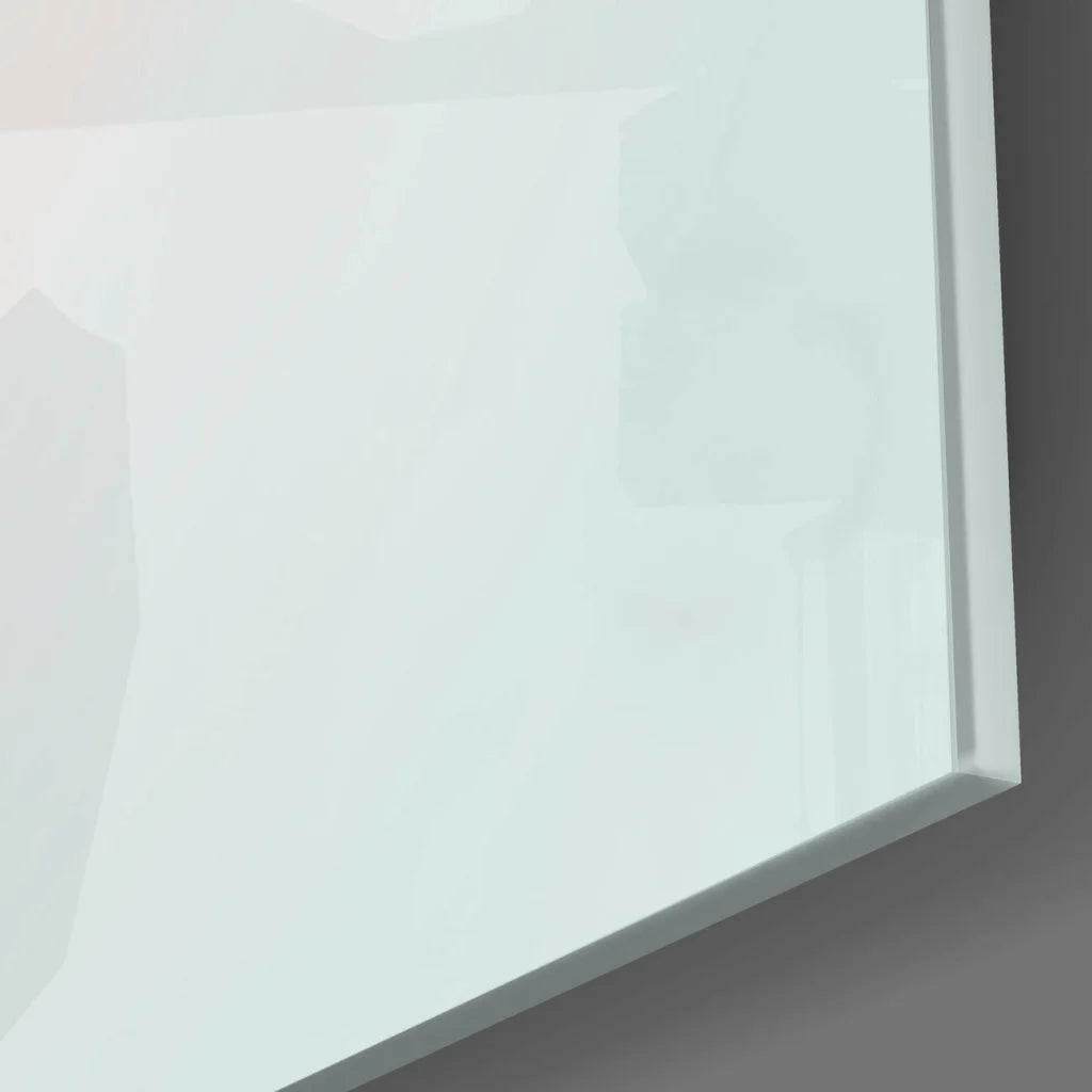 Vibrant dripping paint face glass wall art on white glossy dry erase board