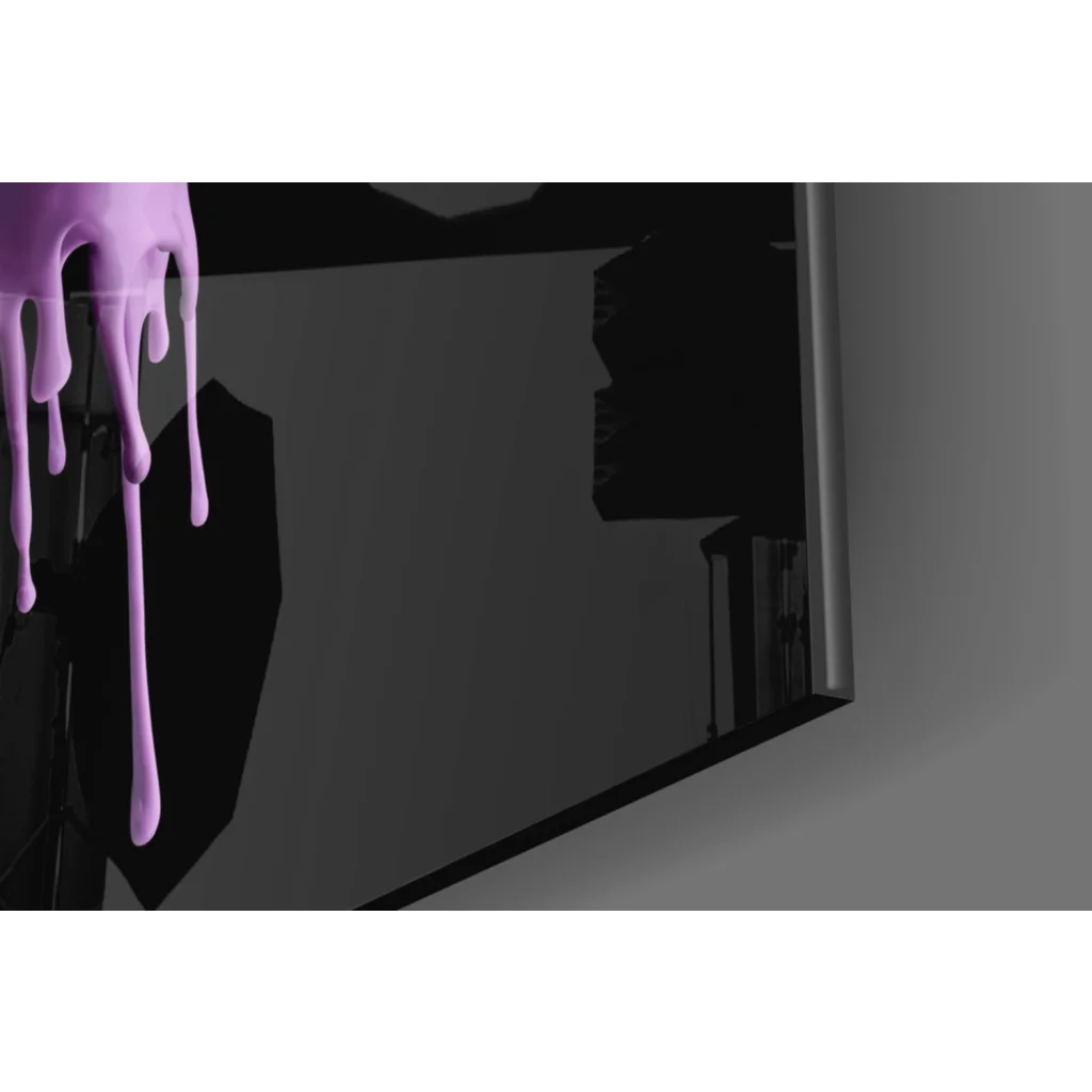 Dripping purple slime mirror frame in glass wall art sculpture