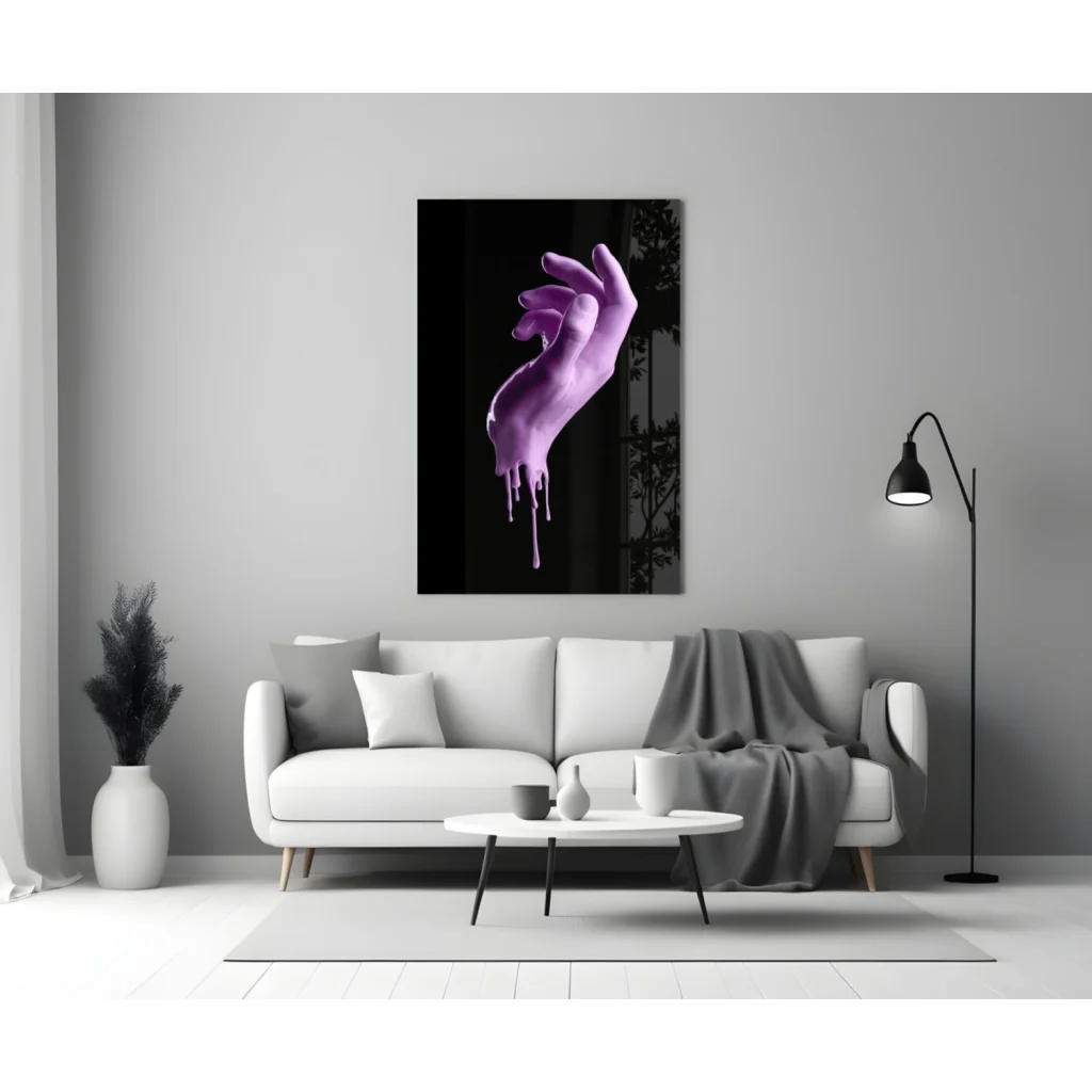 Modern dripping purple hand glass wall art sculpture