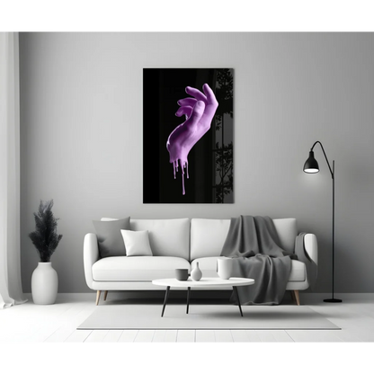 Modern dripping purple hand glass wall art sculpture