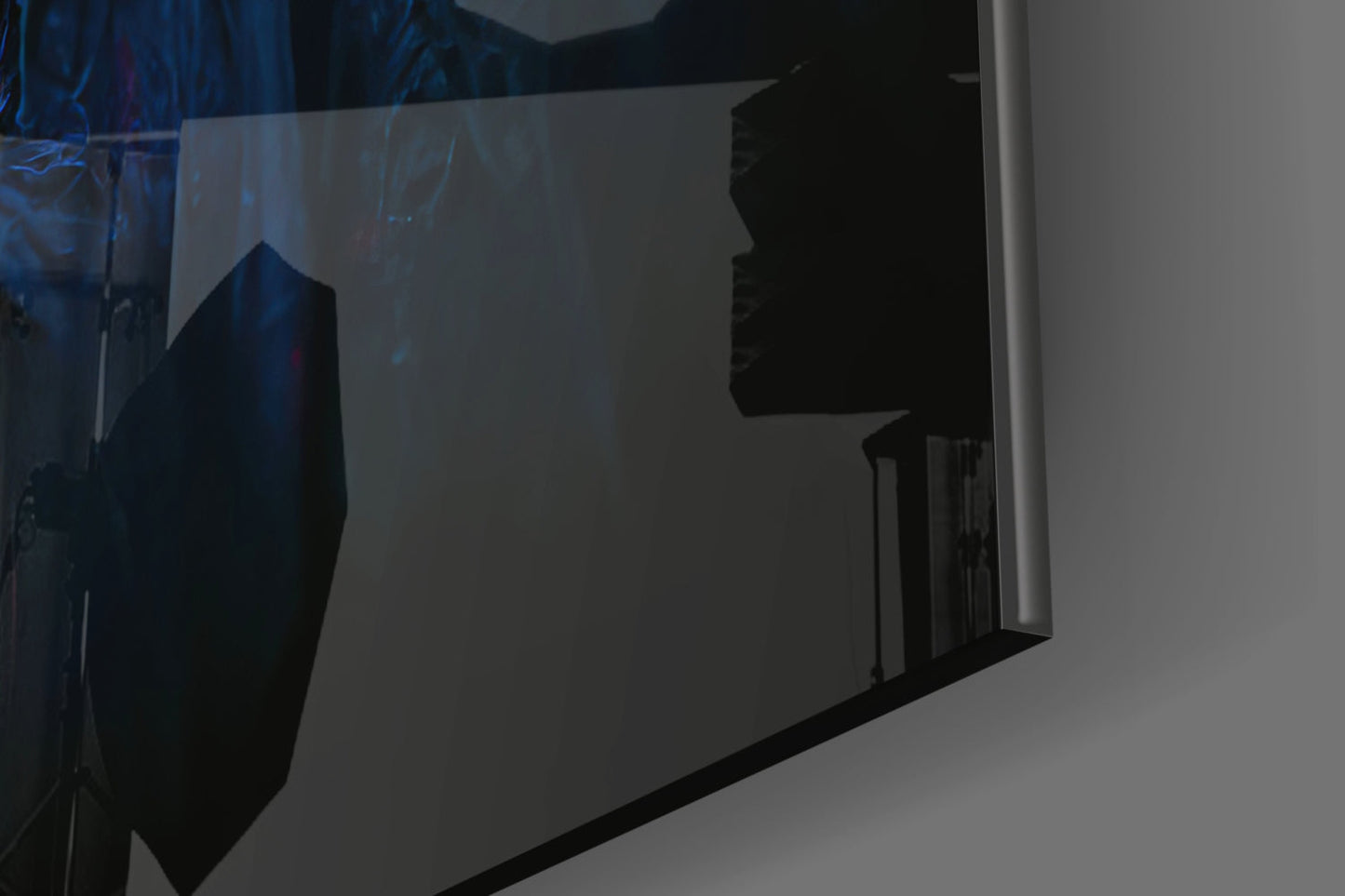 Pink Neon Masked Hooded Figure Glass Wall Art