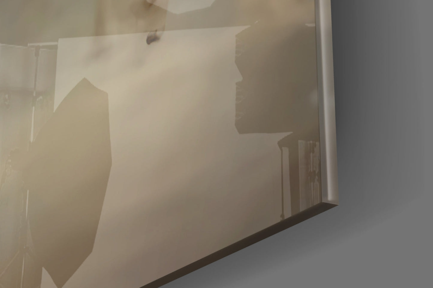 Misty Blue Ethereal Walking Figures Glass Wall Art