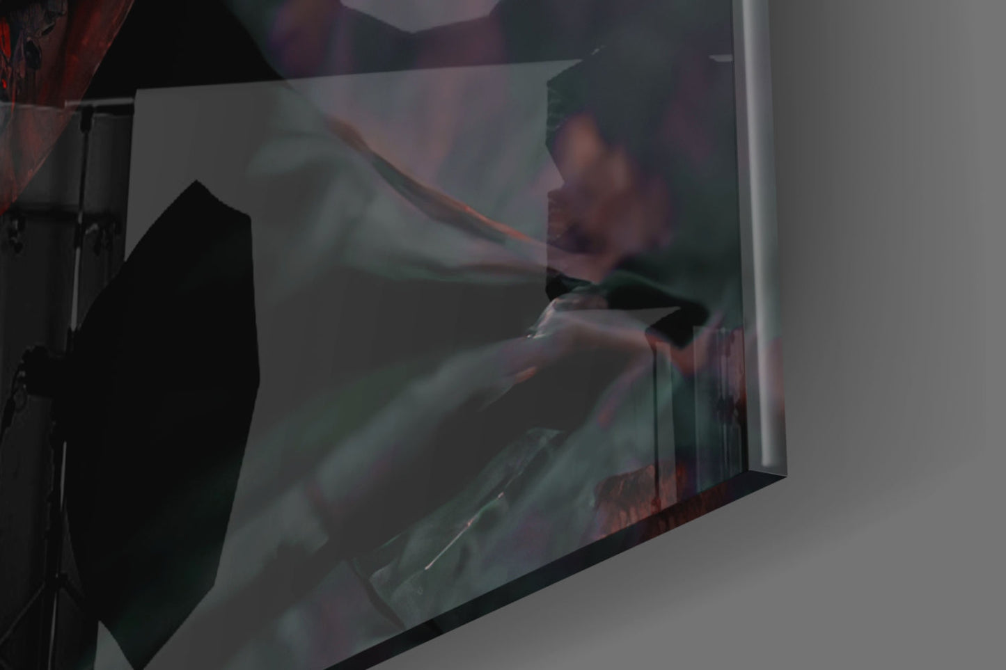 Red Skull With Teal Eye Sockets Glass Wall Art