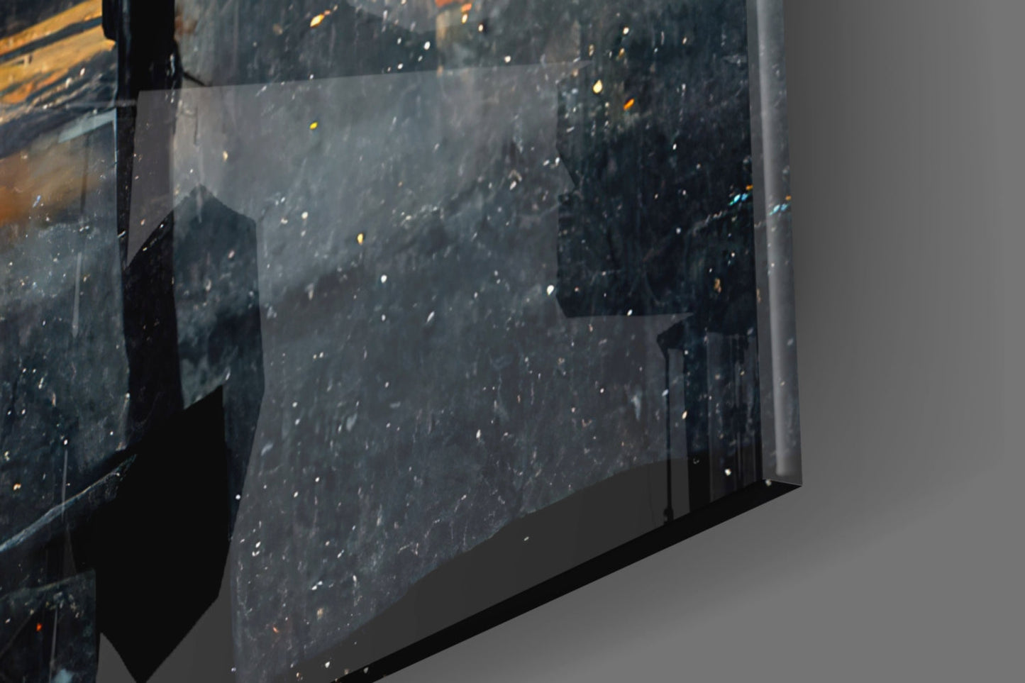 Stormy Sky Golden Stars Lone Chair Glass Wall Art