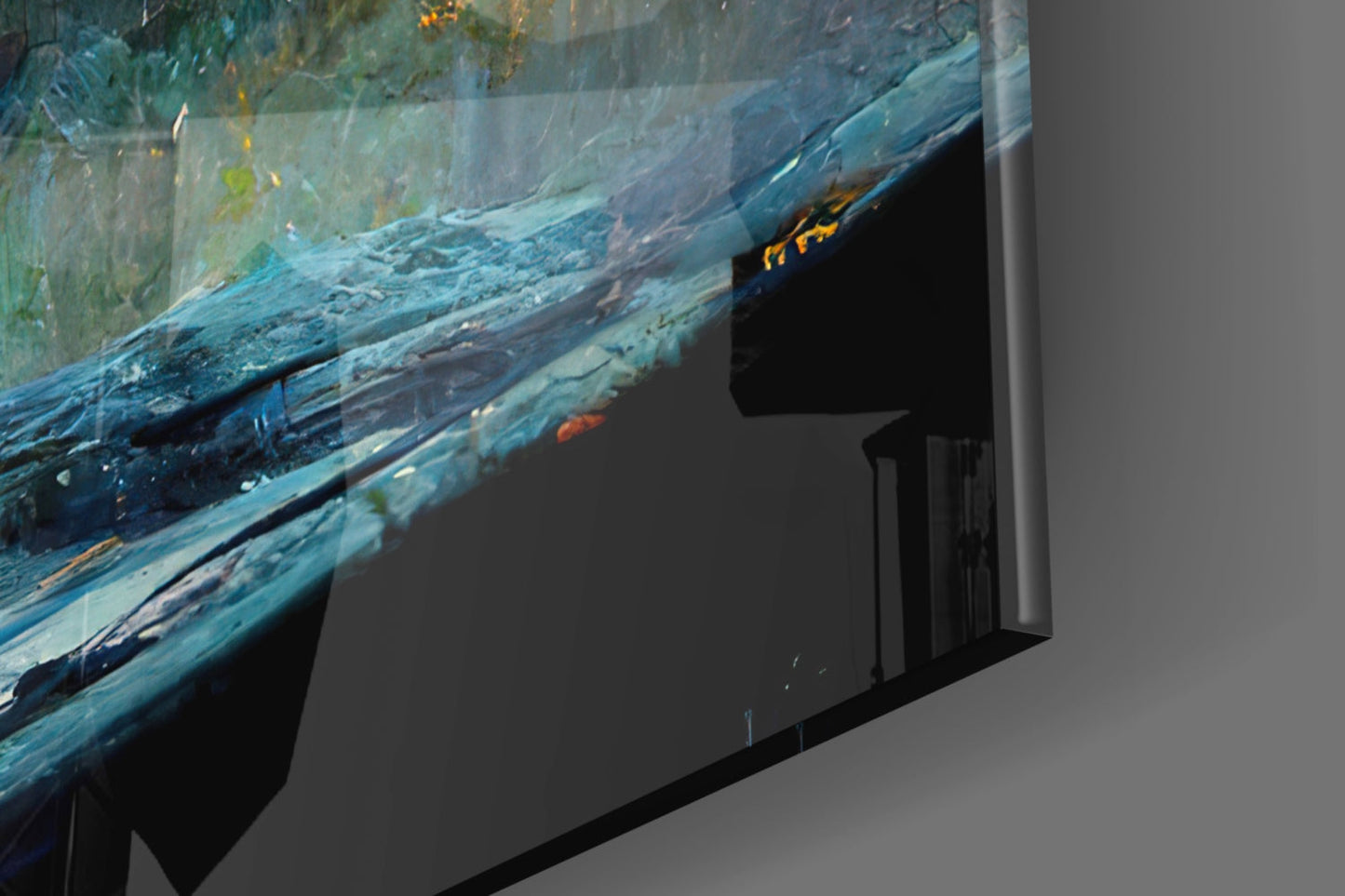 Rainy Night Glowing Stars Seated Man Glass Wall Art