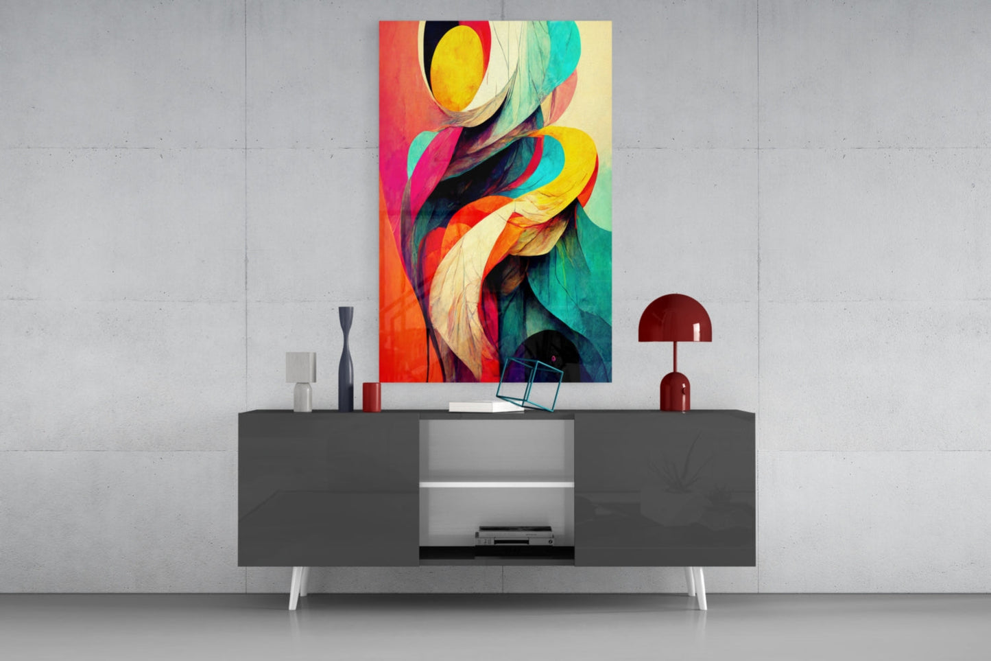 Vivid Ribbon Petals Color Swirl Glass Wall Art