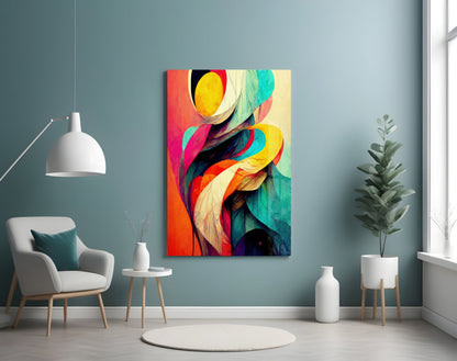 Vivid Ribbon Petals Color Swirl Glass Wall Art