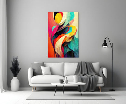 Vivid Ribbon Petals Color Swirl Glass Wall Art