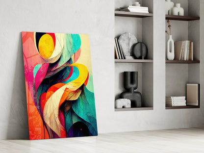 Vivid Ribbon Petals Color Swirl Glass Wall Art