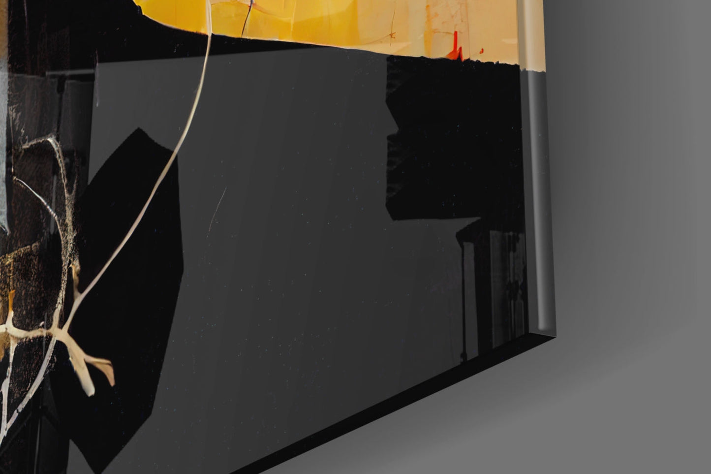 Golden Tan Sketch Collage Portrait Glass Wall Art