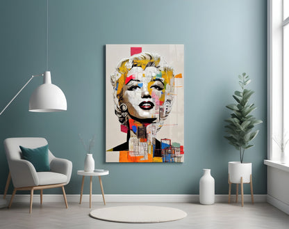 Blonde Icon Abstract Collage Glass Wall Art