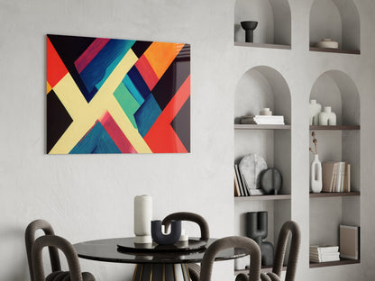 Ivory X Beam Orange and Red Blocks Glass Wall Art