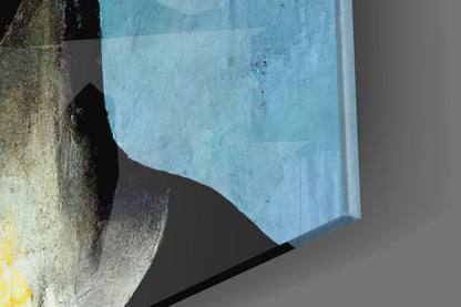 Red And Blue Collage Blocks Portrait Glass Wall Art