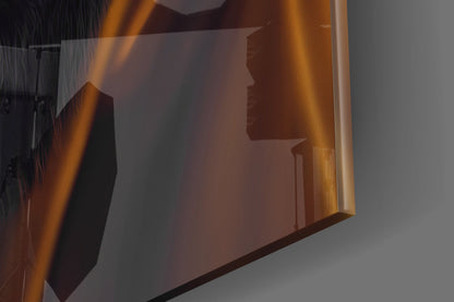 Yellow Hooded Gorilla Gold Grin Glass Wall Art
