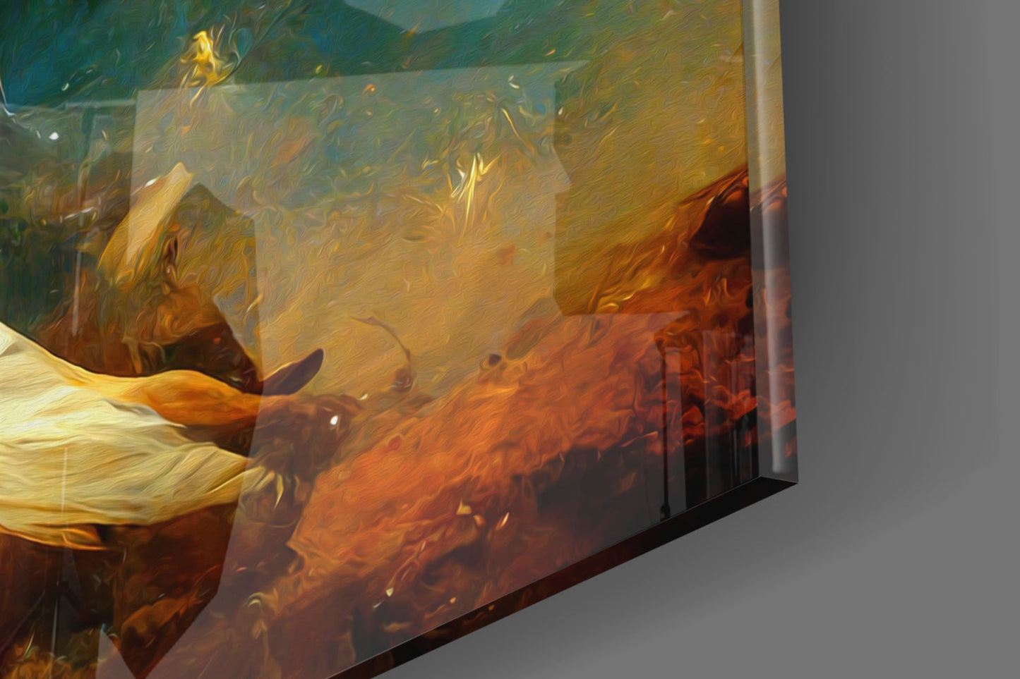 Twin Dervishes Golden Meadow Glass Wall Art