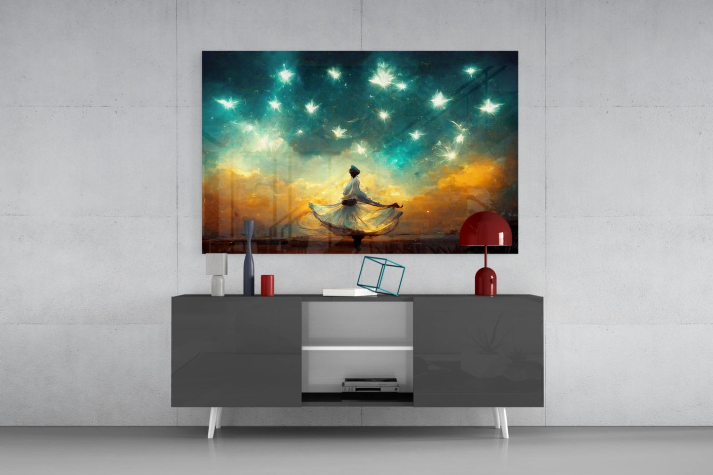 Whirling Dervish Starry Sky Glass Wall Art