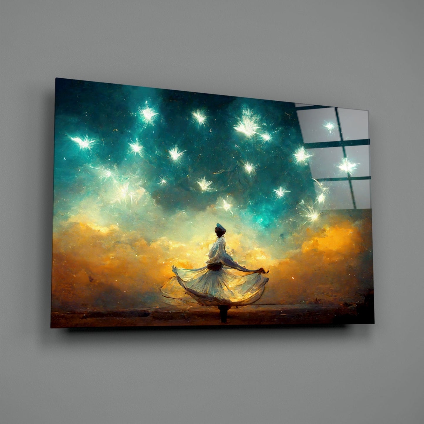 Whirling Dervish Starry Sky Glass Wall Art