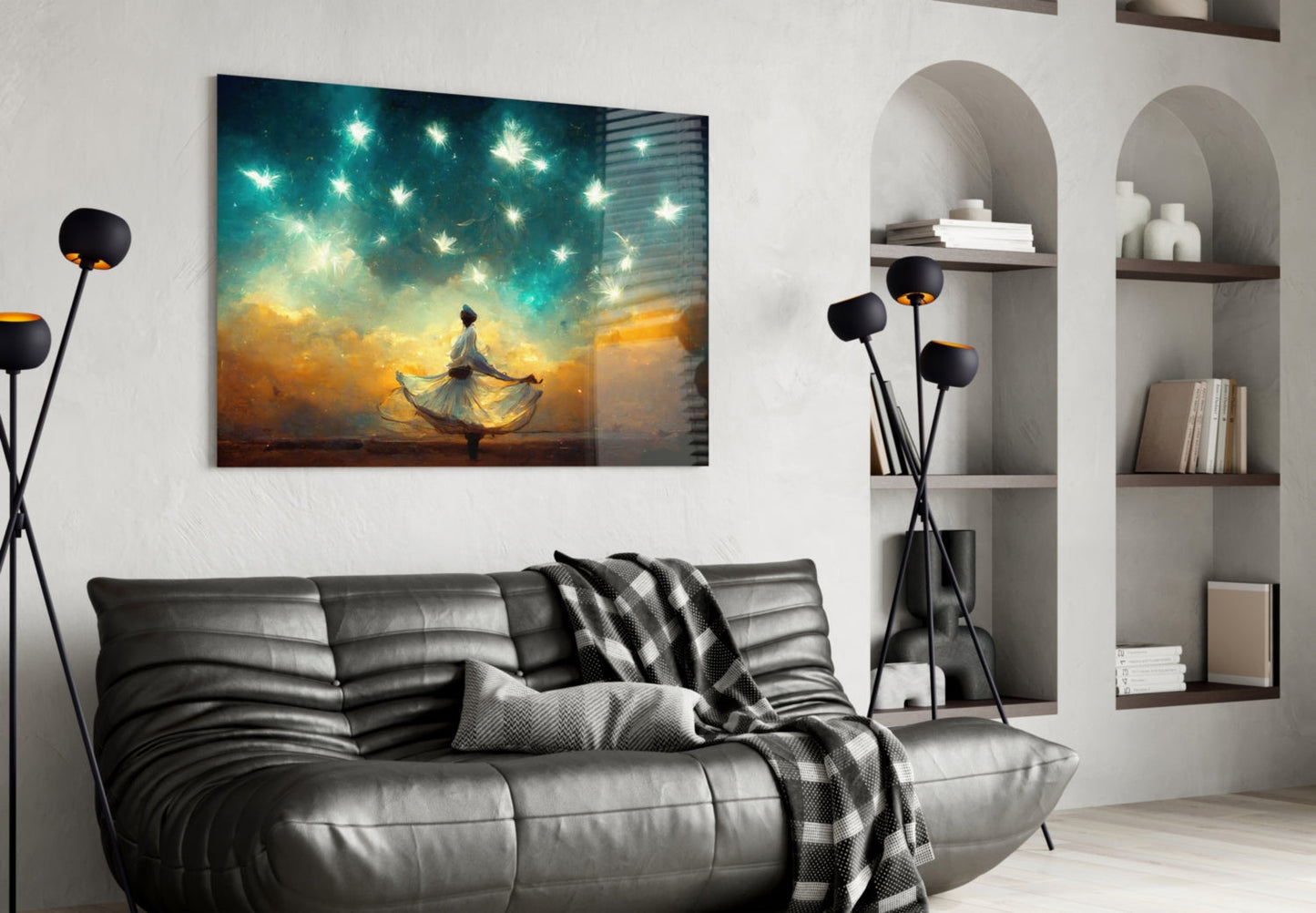 Whirling Dervish Starry Sky Glass Wall Art