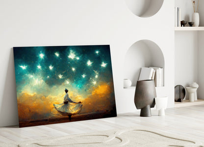 Whirling Dervish Starry Sky Glass Wall Art